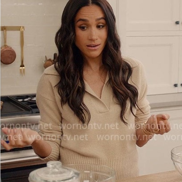 Banana Republic Beige Luna Cashmere Jumper Polo Tan Collared Sweater XL - Picture 6 of 14